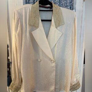 Vintage Jerri Sherman Elegant Cream Double-Breasted Women's Jacket